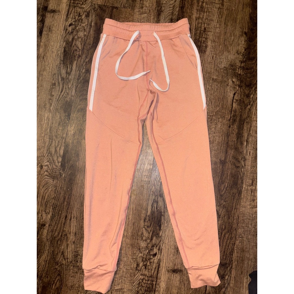 Buffbunny Collection Womens Peach Pink Joggers Sweatpants Side Stripe XS